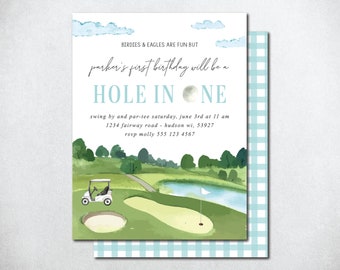 Golf First Birthday Invite, Golf 1st Birthday Invite, Hole In One Invite, Masters Golf Invitation, Golf Baby Shower Invite, Golf Part-Tee