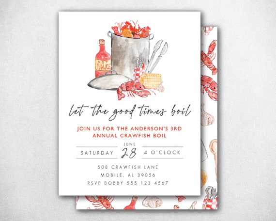 Crawfish Boil Invitation, Crawdad Boil Invite, Editable Crayfish Boil Invite, Crawfish Boil Party Invite, Crawfish Neighborhood Invite