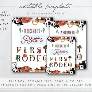 Cowboy Birthday Sign, Cowboy Welcome Sign Template, First Rodeo Welcome ...
