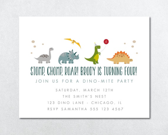 Dinosaur Birthday Invitation, Dinosaur Invitation, 4th Birthday Invite, Dinosaur Invite, Printable Dino Invite, Dino Bday, Dino Invite