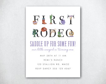 Cowgirl Birthday Invitation, First Birthday Party, Cowgirl Party, First Rodeo Invitation, Western Birthday Invite, Cowgirl Birthday Invite