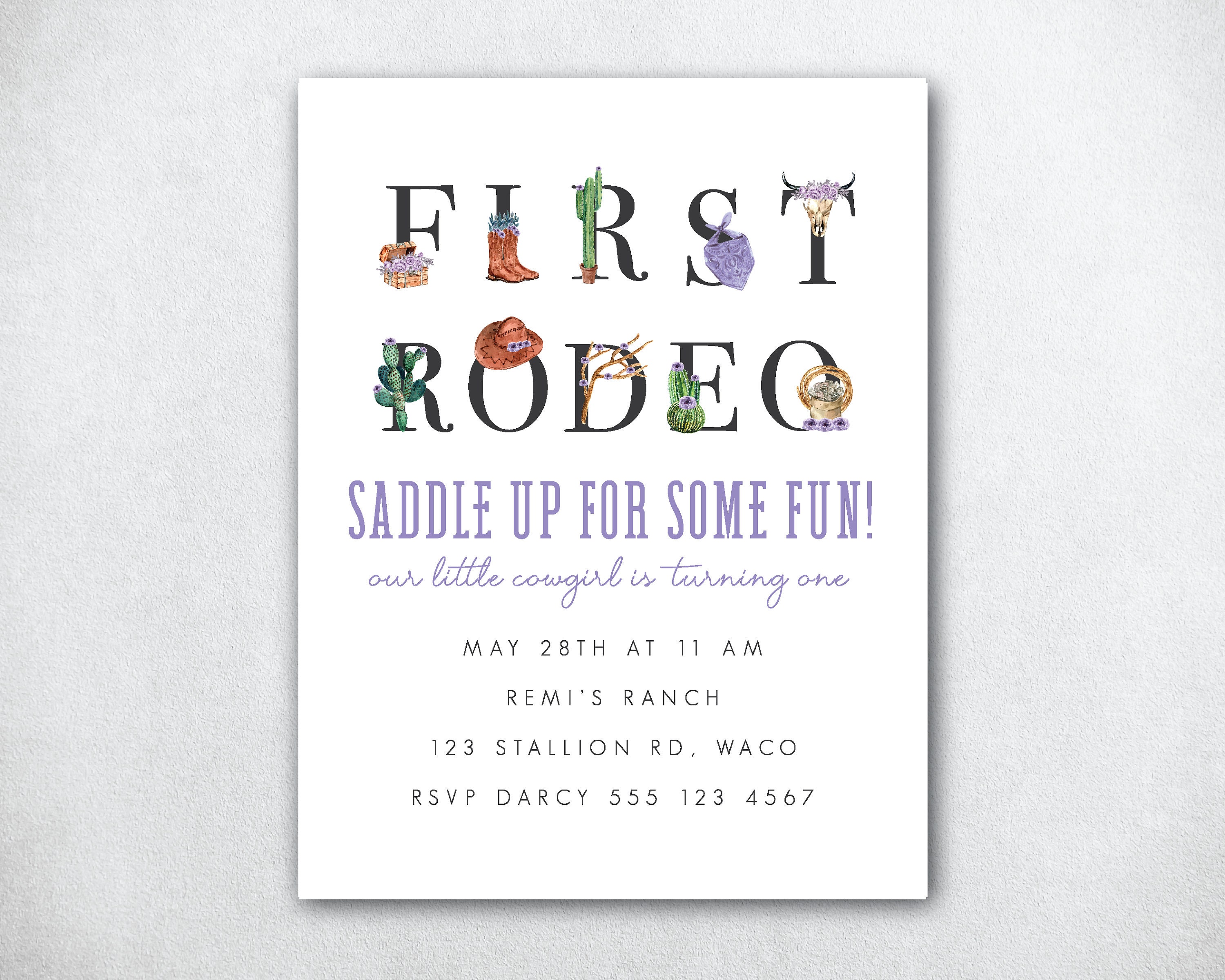 Cowgirl Birthday Invitation First Birthday Party Cowgirl Party First Rodeo Invitation Western Birthday Invite Cowgirl