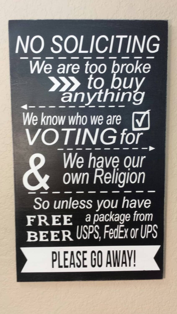 No Soliciting Sign No Solicitation Wood Sign Funny No Etsy