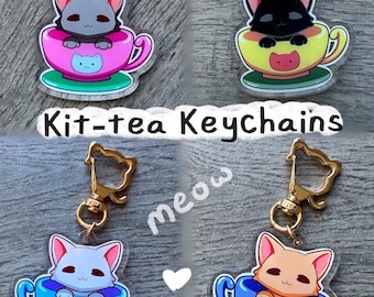 Kawaii Cat Acrylic Keychain – Cute Orange, White, Black, Gray Cats – Aesthetic Cat Accessory