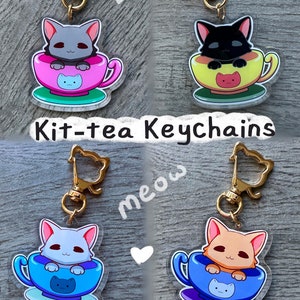 Kawaii Cat Acrylic Keychain – Cute Orange, White, Black, Gray Cats – Aesthetic Cat Accessory