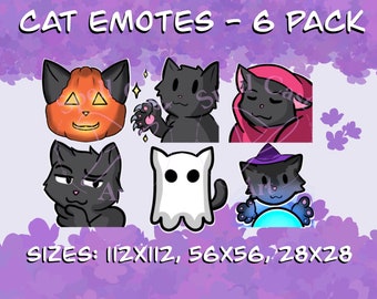 Black Cat Emote Pack - 6 Emote Pack - Twitch Streamers, Discord, YouTube - Cute - Kawaii - Anime - Chibi - Emote Bundle -  Cat Emote Pack