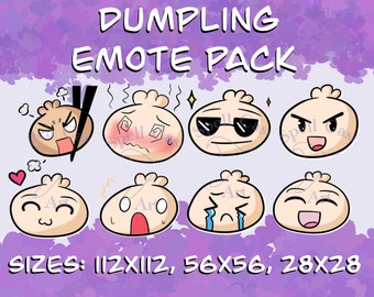 Dumpling Emote Pack - 8 Emote Pack - Twitch Streamers, Discord, YouTube - Cute - Kawaii - Chibi - Emote Bundle - Emote Pack - Bao Bun