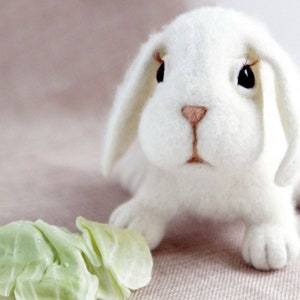 Needle Felted Bunny: Realistic Wool Rabbit Figurine