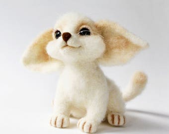 Felted Fennec fox figurine, Needle felted animal sculpture, Wool felt fennec, realistic animals, animal lover gift