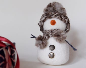 Snowman doll, needle felted snowman, New Year decorations, Christmas gift, cozy home decor, desk accessories, christmas decor