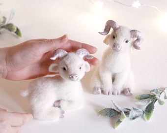 Bighorn sheep, Fairy animal, lucky figurines, Christmas decoration, holiday decor, Christmas gift, Aries toy, ram figurine