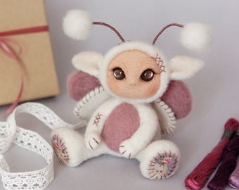 Cute moth bug interior doll, fantasy creature, waldorf doll, girls room decor, baby shower gift
