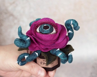 Witch garden plant, needle felted magical eyeball flower, mystical home decor, Monster Plant, gothic gifts