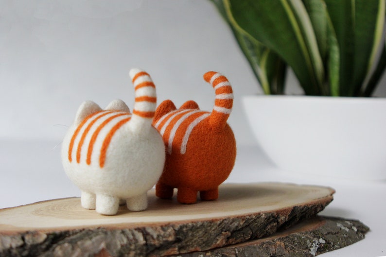 Cute ginger cats, needle felted animals sculpture, cat lover gift, cute desk accessories image 3