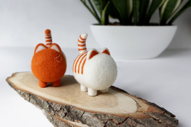 Cute ginger cats, needle felted animals sculpture, cat lover gift, cute desk accessories image 7