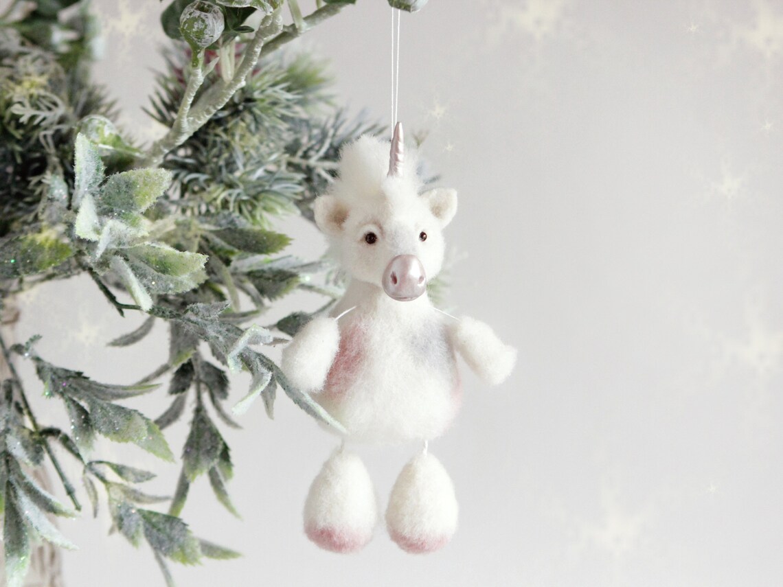 Magical Unicorn Christmas Tree Ornaments Needle Felted Etsy