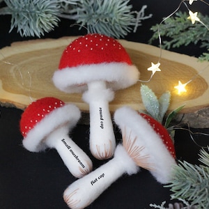 Mushroom ornaments, needle felted figurine, set of mushrooms, Christmas tree ornaments, woodland art, Christmas gift image 8