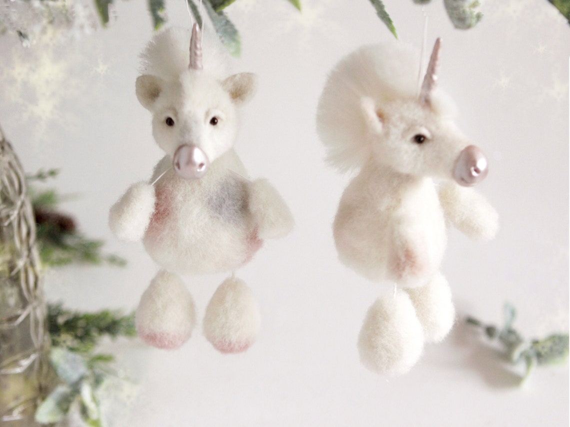 Magical Unicorn Christmas Tree Ornaments Needle Felted Etsy