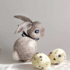 Easter Needle Felted Bunny Figurine, Rustic Decoration, Wool Handmade ...