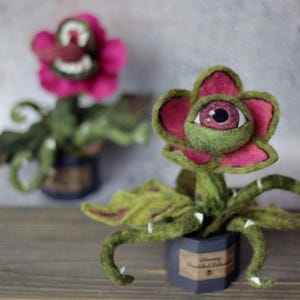 Needle Felted Eyeball Plant: Carnivorous Monster Plant, Goth Halloween Decor