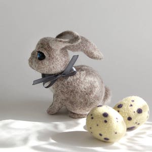 Easter Needle Felted Bunny Figurine, Rustic Decoration, Wool Handmade ...