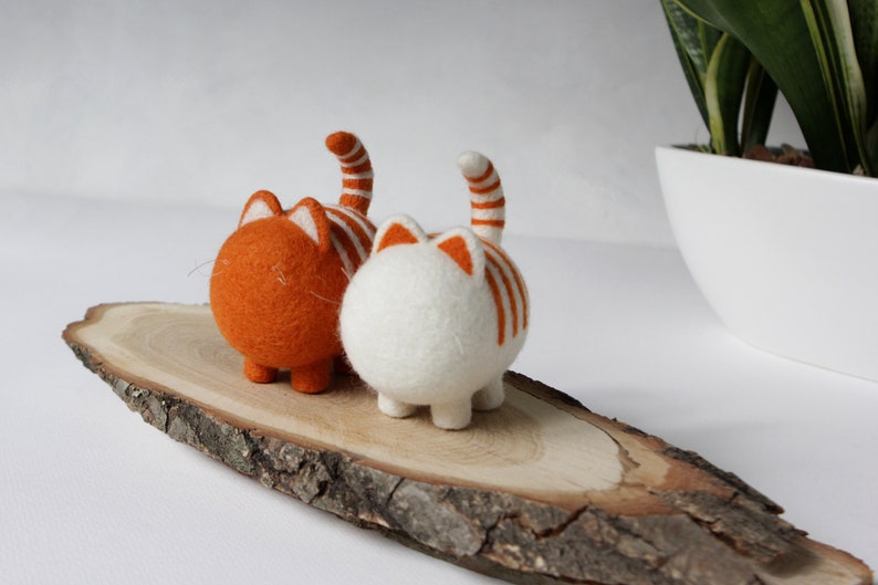Cute ginger cats, needle felted animals sculpture, cat lover gift, cute desk accessories image 2