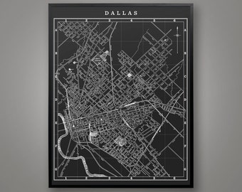 Dallas Map Print, City Map, Old Texas Map, Dallas City Map, Vintage Map, Vintage Dallas, Vintage Texas, Old City Maps, Texas Map, Wall Map