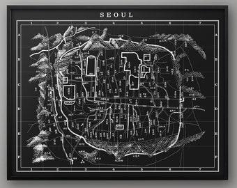 Seoul City Map - Vintage South Korea - Street Map of Seoul South Korea - Circa 1900s - Vintage Seoul - Map of Seoul - Changdeokgung