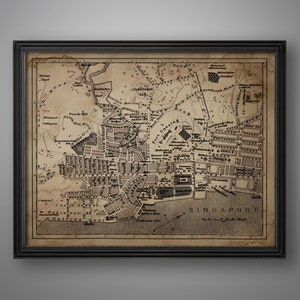 Singapore Map, Circa 1897 Singapore Map, Old Map of Singapore, Malay Map, Padang Map, Large Map, Big Map, Wall Map, Republic of Singapore