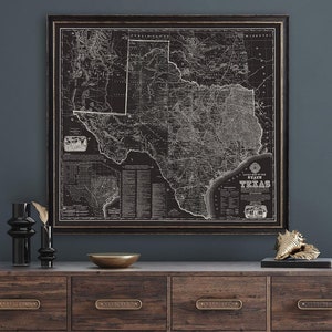 Kaart staat Texas | Oude kaart van Texas | Vintage Texas | Kaart staat Texas | Kaart van Dallas | Kaart van Houston | Kaart Austin, Texas | Cadeau voor BBQ-liefhebber