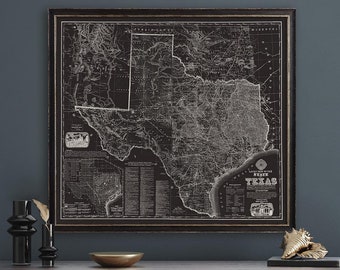 Texas State Map | Old Map of Texas | Vintage Texas | Texas State Map | Dallas Map | Houston Map | Austin Texas Map | Gift for BBQ Lover