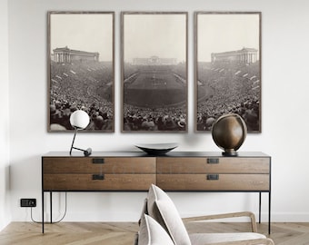 VINTAGE CHICAGO ILLINOIS, Soldier Field Triptych Print, Vintage Football Game, Chicago Bears Poster, Chicago Photo, Northwestern Football