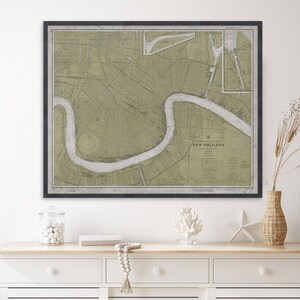 Map of New Orleans  | Nautical Chart of New Orleans Harbor, Louisiana | Antique Wall Decor | Coastal Decor | Circa 20th C. | Beach House Art