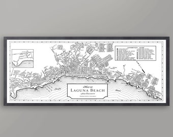 Laguna Beach Street Map - Vintage Laguna Beach - Map Poster Print - Vintage California - Orange County USA - Street Map - Large Scale Map