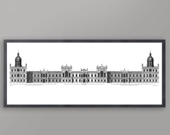 18TH C. PALACE ELEVATIONS #2 - Vintage Architecture - Royal Palace at Whitehall - Vitruvius Britannicus - Old English Art - Architecture Art