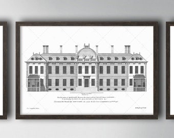 18TH C. ENGLISH TOWNHOUSE 1 - Vintage Architecture - Architecture Wall Print - Vitruvius Britannicus - Classic Architecture - Wall Decor