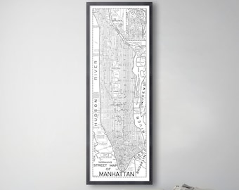 NYC Manhattan Map Print - Vintage New York - Street Map Of Manhattan - Circa 1955 New York Map Print - New York Wall Art - NYC City Map