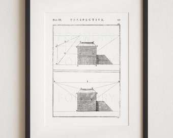 18th Century Perspective Etching Print: Scientific Illusion Art