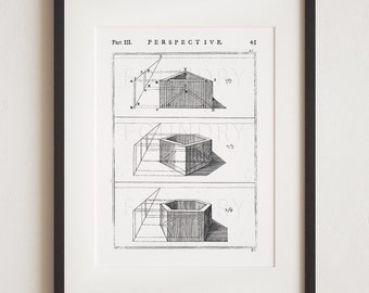 Vintage Perspective Art Print: 18th Century Technical Illustration