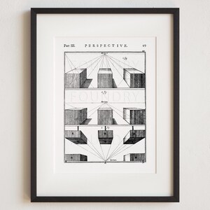 May include: A black and white illustration of a perspective drawing of three-dimensional cubes. The drawing is labeled "Part III. PERSPECTIVE" and "49".