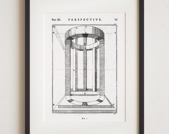 18th Century Perspective Illustration Print: French Chateau Vintage Art
