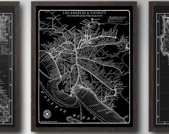 Los Angeles Street Car Map : Vintage California Transport, LA Rail Map, Los Angeles Subway, Overground Map Los Angeles California