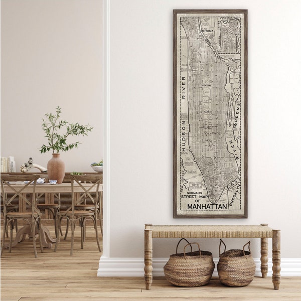 Manhattan NYC Map Sepia Print - Vintage New York - Street Map Of New York City - 1950s Manhattan Map Print - NYC Wall Art - Big Apple Map