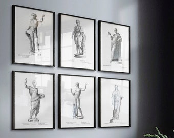 Vintage Statue Figure Drawings Collection - Statue Art Prints - Antique Engravings - Classical Engraving Art - Figure Art - Vintage Wall Art