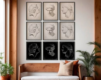 Ancient Greek Statue Prints: 1700s Figure Art, Set of 3