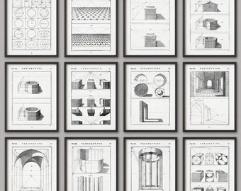 Perspective Art Prints: Geometric Engineering Educational Decor