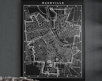 Nashville City Map Print - Circa 1900s Nashville Map, Lithographic Map Print of Nashville Tennessee -  Street Map of Nashville - Wall Map