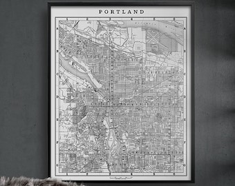 PORTLAND OREGON City Map - Vintage Portland - Street Map of Portland USA - Old Map of Portland - Big Map of Portland - Downtown Portland Map