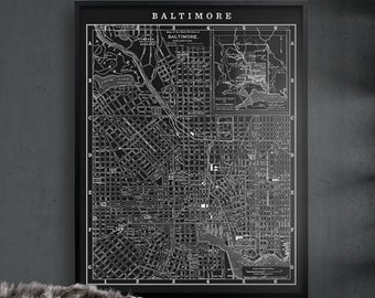 Vintage Baltimore City Map Print: Circa 1900s Wall Art