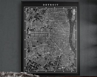 DETROIT City Map - Vintage Detroit Michigan - Street Map Print of Detroit USA -  Circa 1900s - Old Map of Detroit - Big Map - Large Wall Map